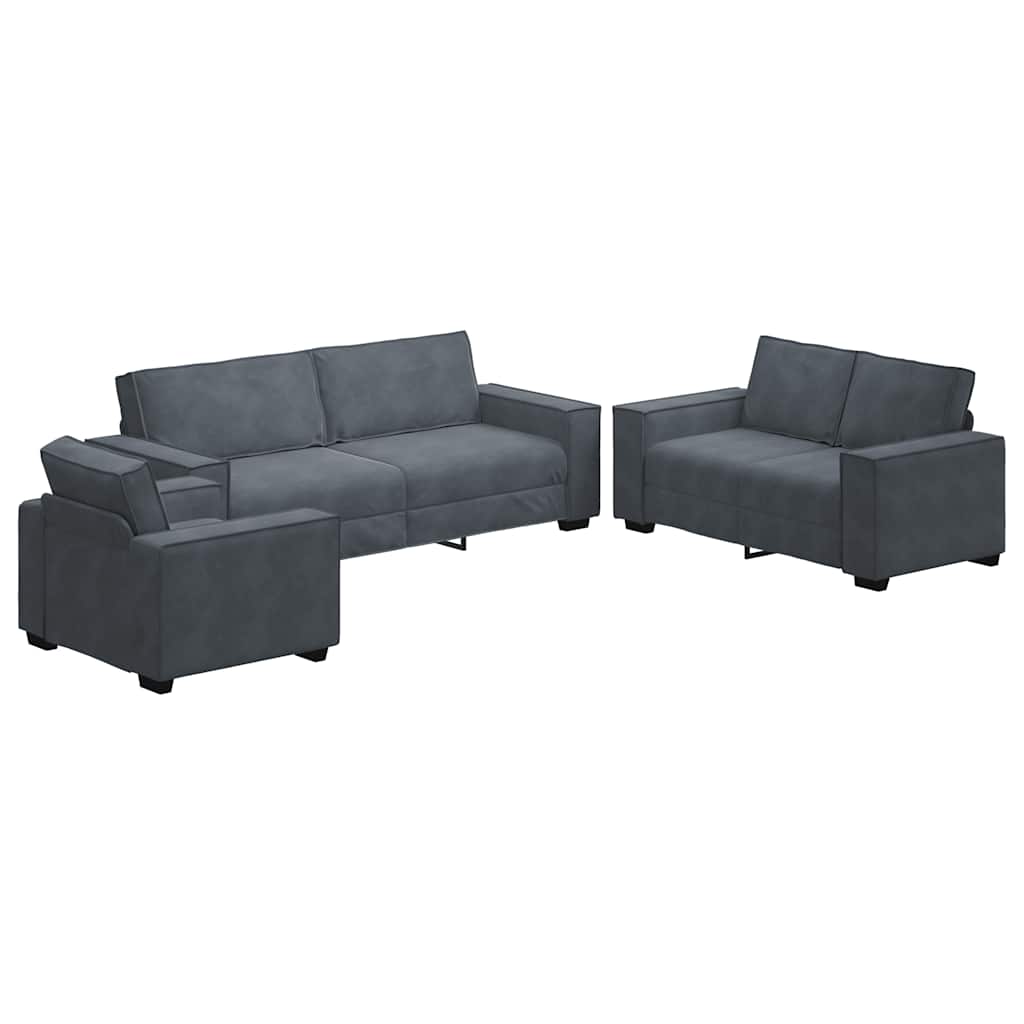 3-delige Loungeset met kussens fluweel donkergrijs is nu te koop bij PeponiXL, paradijselijk wonen!