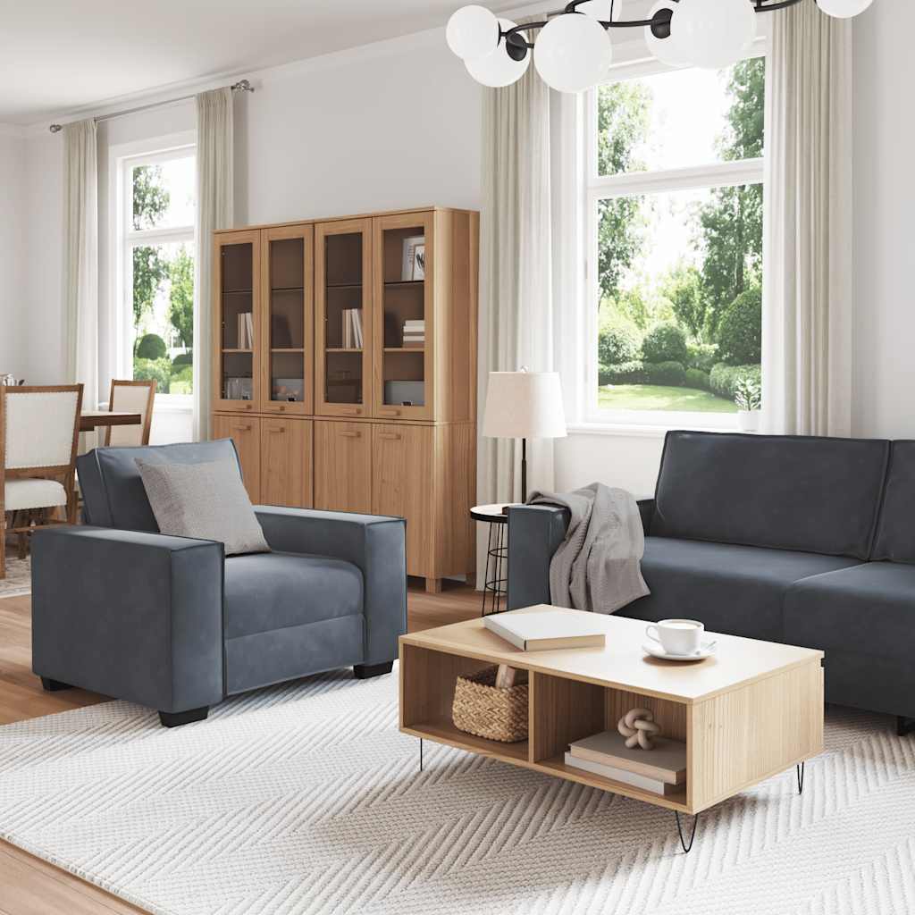 3-delige Loungeset met kussens fluweel donkergrijs is nu te koop bij PeponiXL, paradijselijk wonen!