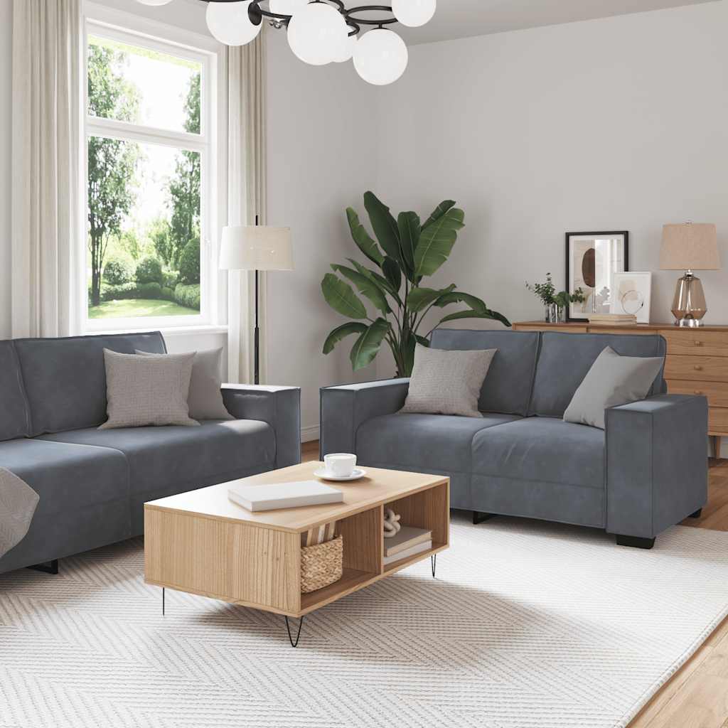 3-delige Loungeset met kussens fluweel donkergrijs is nu te koop bij PeponiXL, paradijselijk wonen!