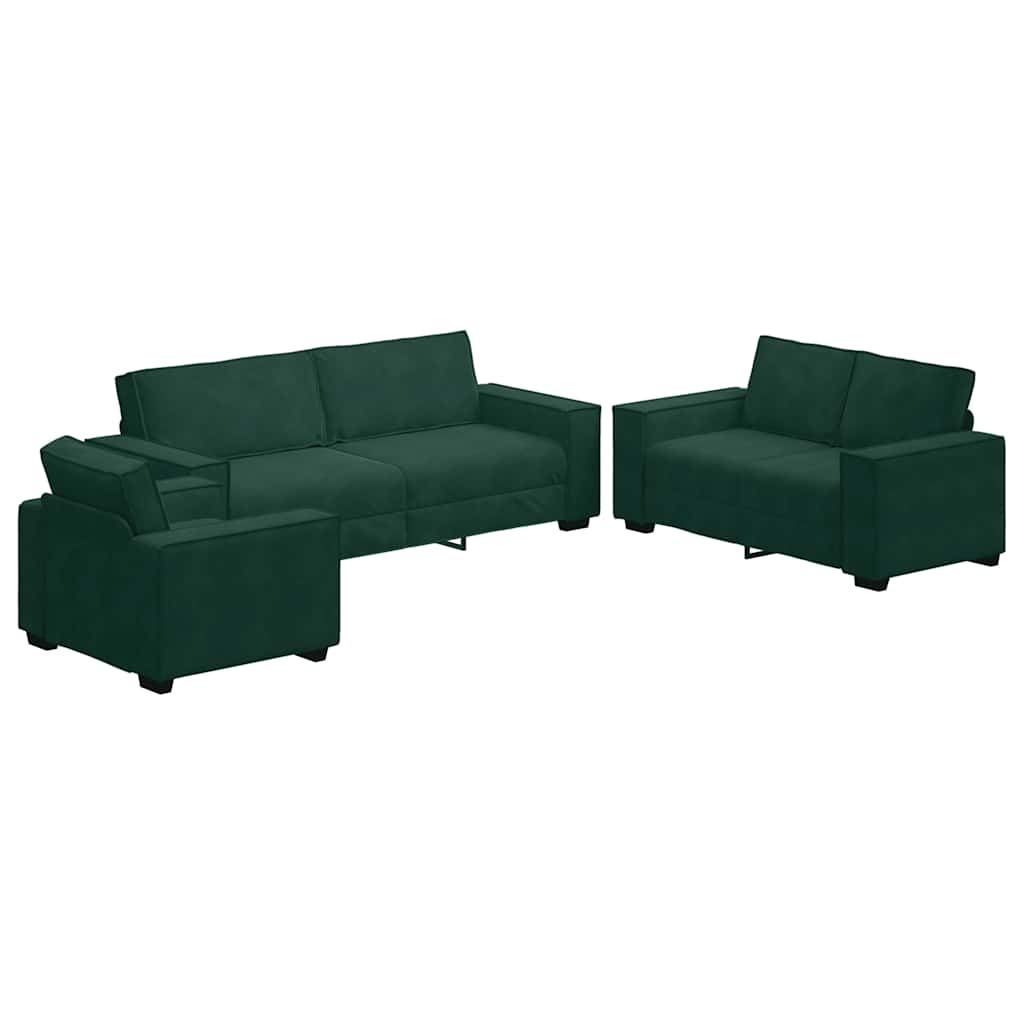 3-delige Loungeset met kussens fluweel donkergroen is nu te koop bij PeponiXL, paradijselijk wonen!