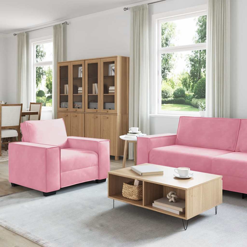 3-delige Loungeset met kussens fluweel roze is nu te koop bij PeponiXL, paradijselijk wonen!
