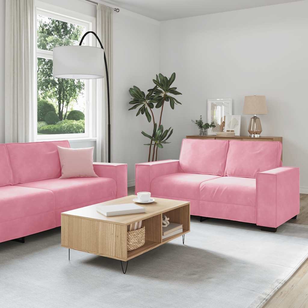 3-delige Loungeset met kussens fluweel roze is nu te koop bij PeponiXL, paradijselijk wonen!