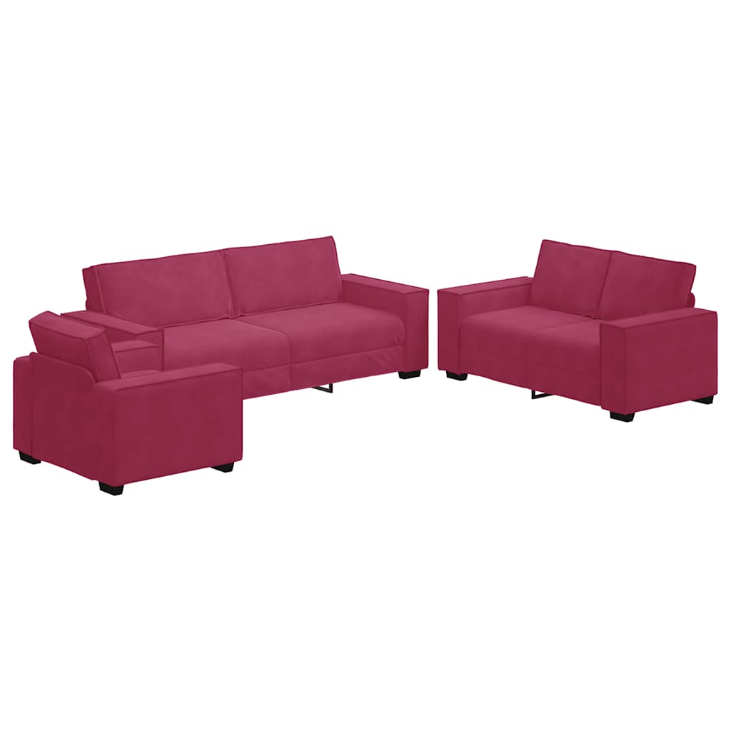 3-delige Loungeset met kussens fluweel wijnrood is nu te koop bij PeponiXL, paradijselijk wonen!