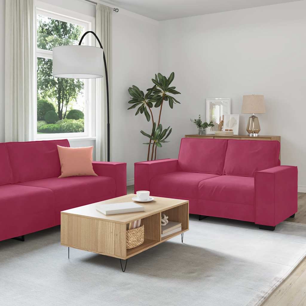 3-delige Loungeset met kussens fluweel wijnrood is nu te koop bij PeponiXL, paradijselijk wonen!