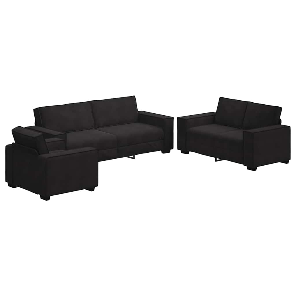 3-delige Loungeset met kussens fluweel zwart is nu te koop bij PeponiXL, paradijselijk wonen!