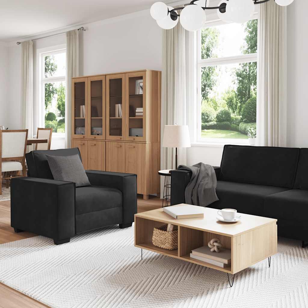 3-delige Loungeset met kussens fluweel zwart is nu te koop bij PeponiXL, paradijselijk wonen!