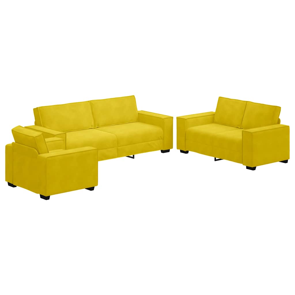 3-delige Loungeset met kussens fluweel geel is nu te koop bij PeponiXL, paradijselijk wonen!