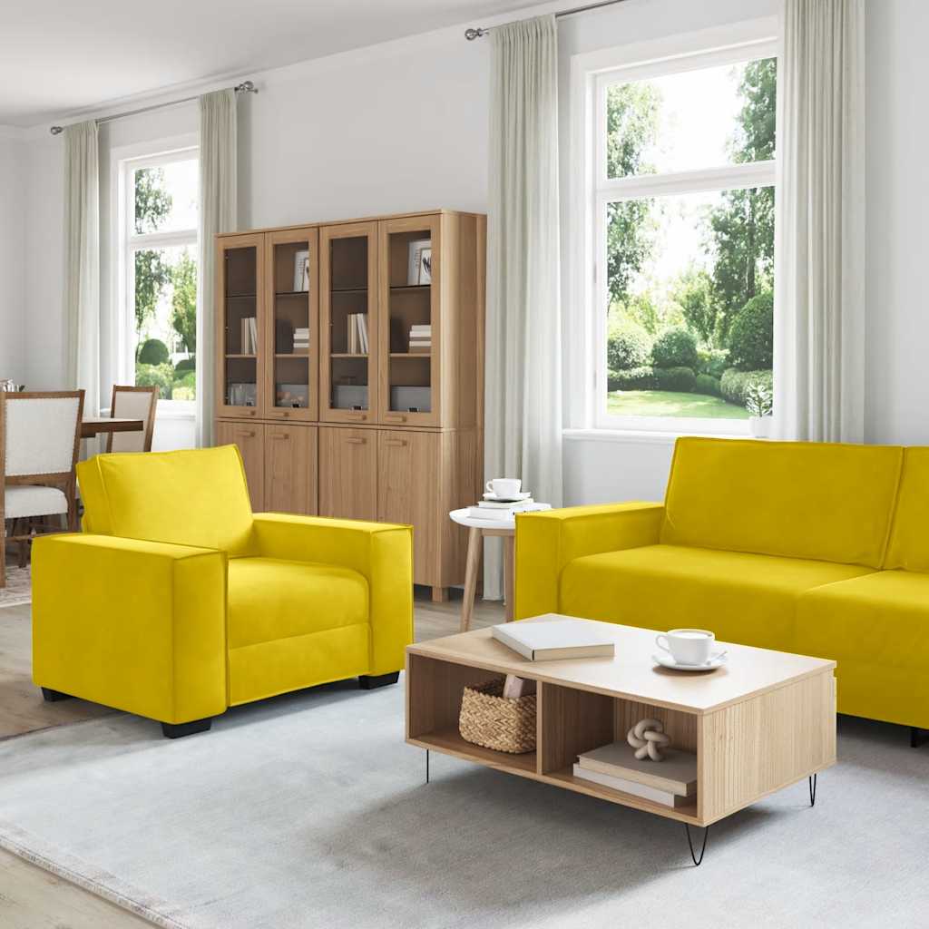 3-delige Loungeset met kussens fluweel geel is nu te koop bij PeponiXL, paradijselijk wonen!