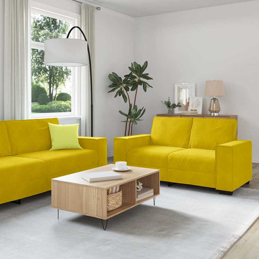 3-delige Loungeset met kussens fluweel geel is nu te koop bij PeponiXL, paradijselijk wonen!