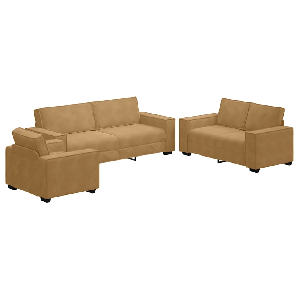 3-delige Loungeset met kussens fluweel bruin is nu te koop bij PeponiXL, paradijselijk wonen!