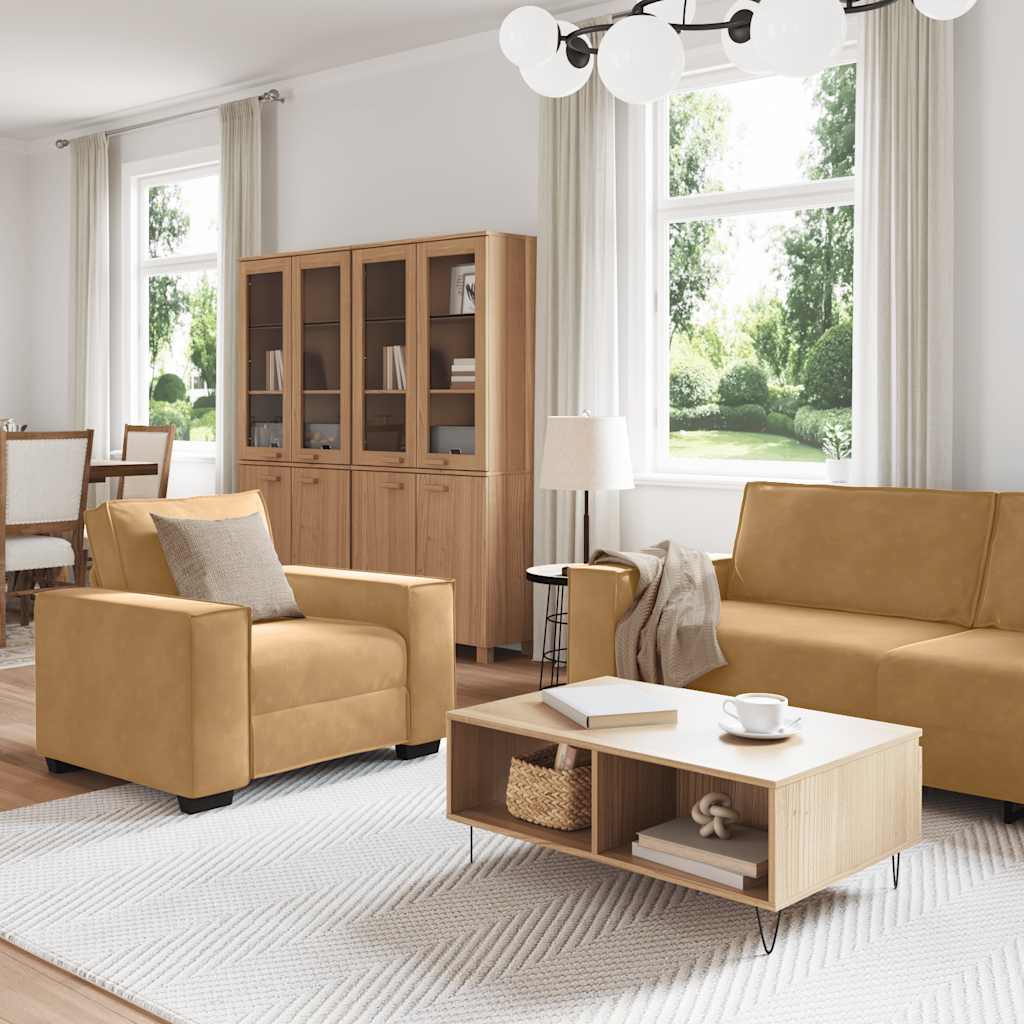 3-delige Loungeset met kussens fluweel bruin is nu te koop bij PeponiXL, paradijselijk wonen!
