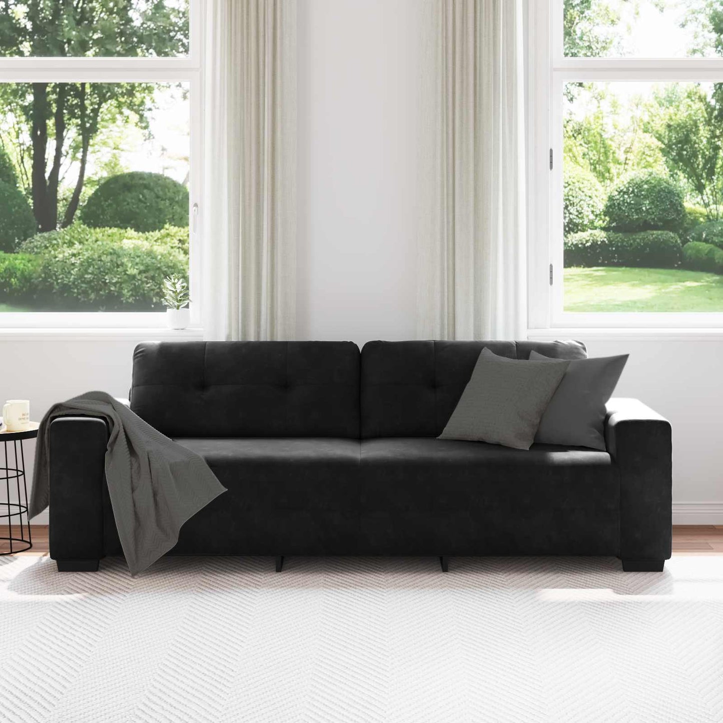 Bank 3 pcs Donkergrijs 221 x 80 x 80 cm Linnen-mix stof is nu te koop bij PeponiXL, paradijselijk wonen!