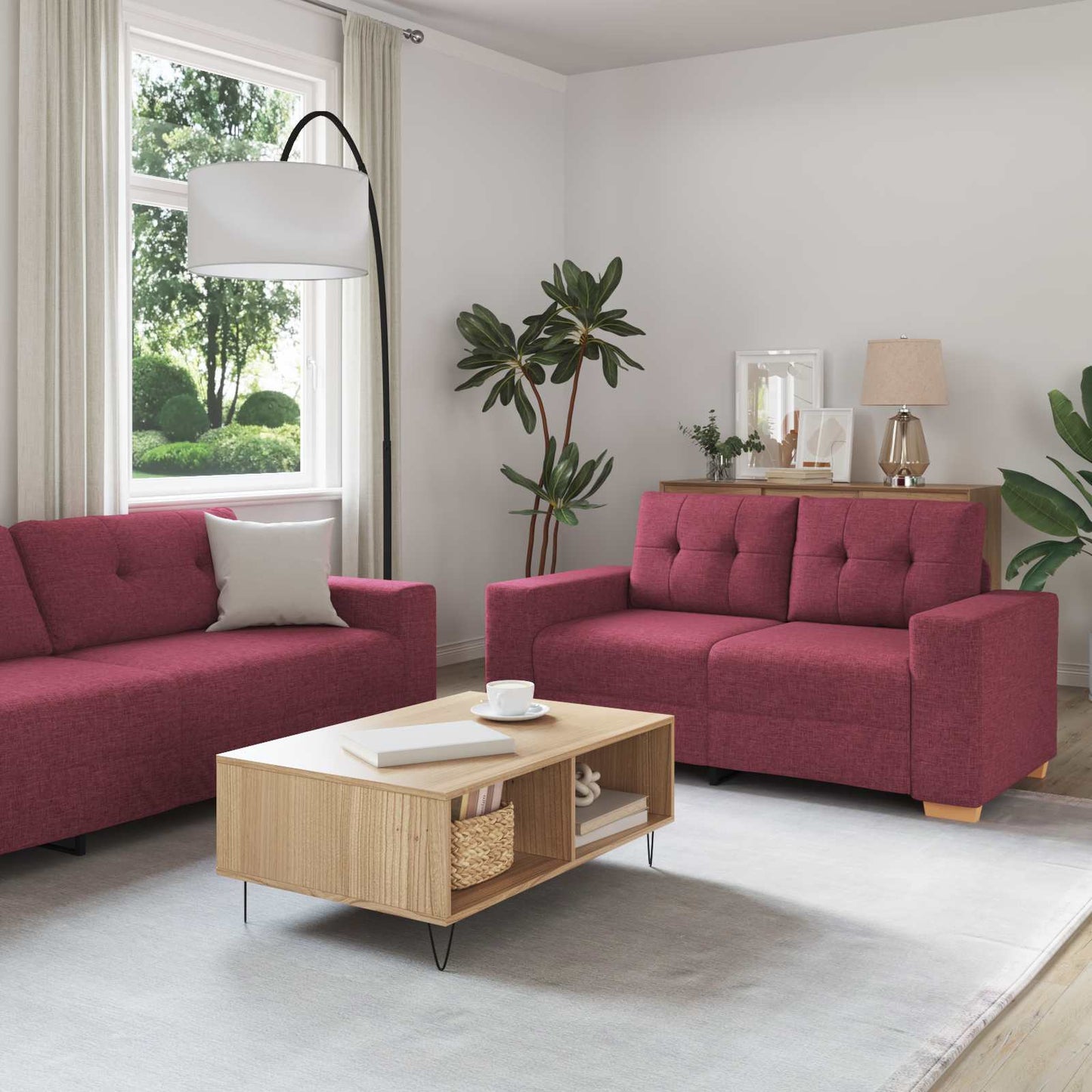 Bank 3 pcs Windrood 221 x 80 x 80 cm Linnen-mix stof is nu te koop bij PeponiXL, paradijselijk wonen!
