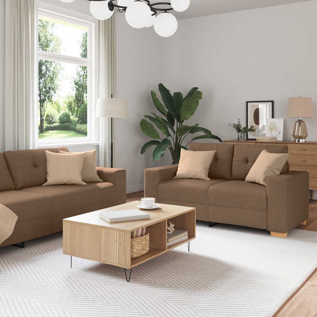 Bank 3 pcs Bruin 221 x 80 x 80 cm Linnen-mix stof is nu te koop bij PeponiXL, paradijselijk wonen!