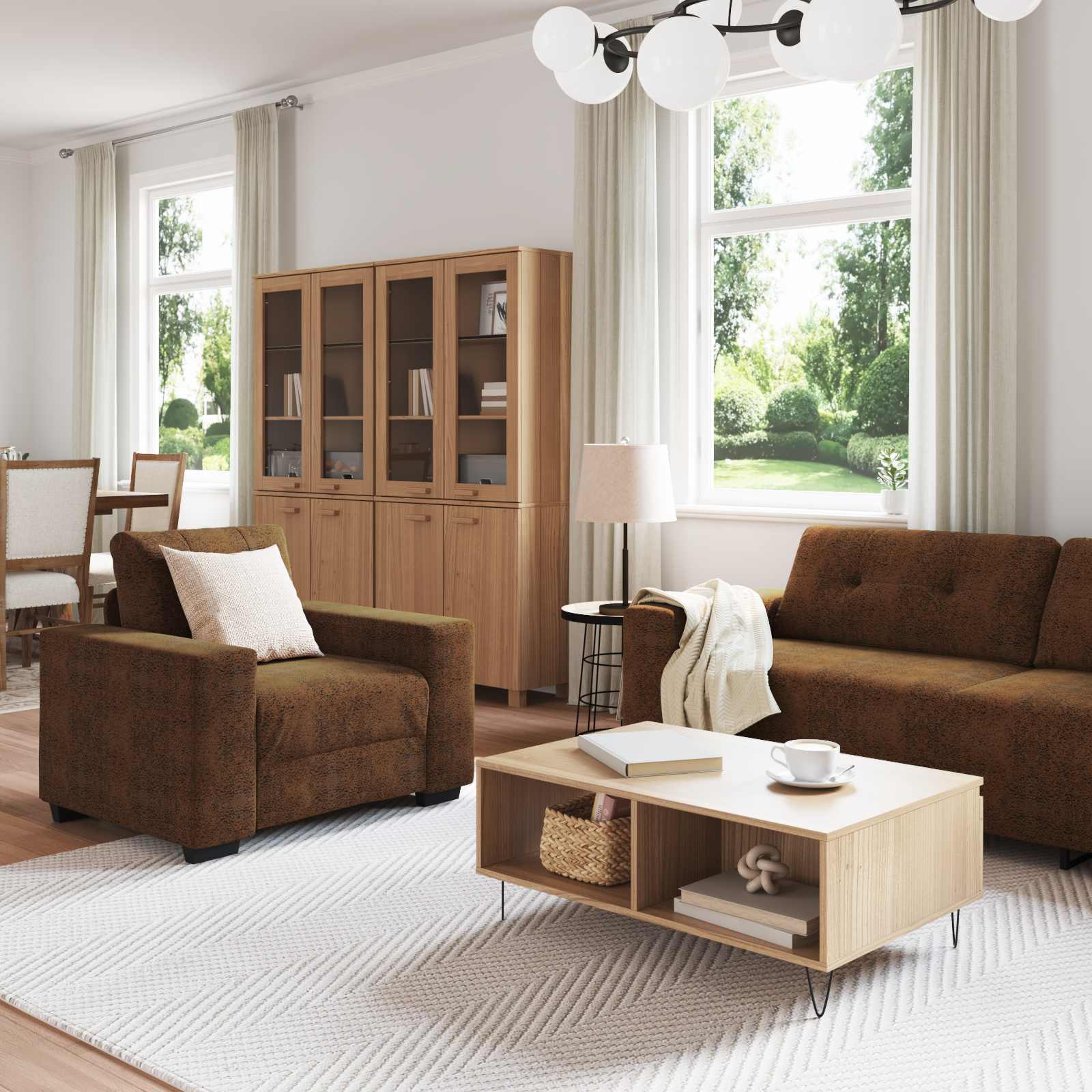 Bank 3 pcs Bruin 221 x 80 x 80 cm Linnen-mix stof is nu te koop bij PeponiXL, paradijselijk wonen!