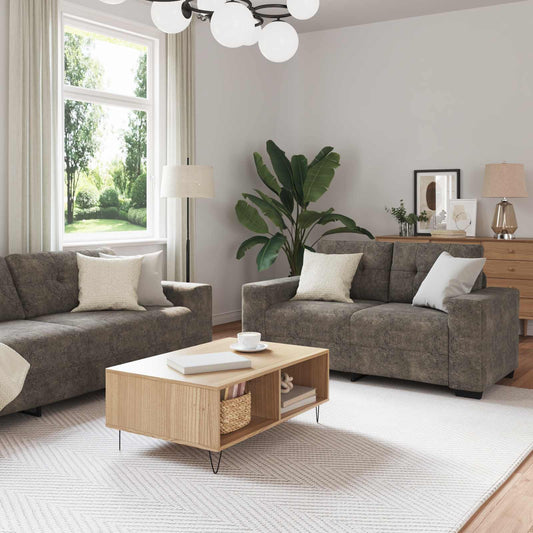 Bank 3 pcs Donkergrijs 221 x 80 x 80 cm Linnen-mix stof is nu te koop bij PeponiXL, paradijselijk wonen!