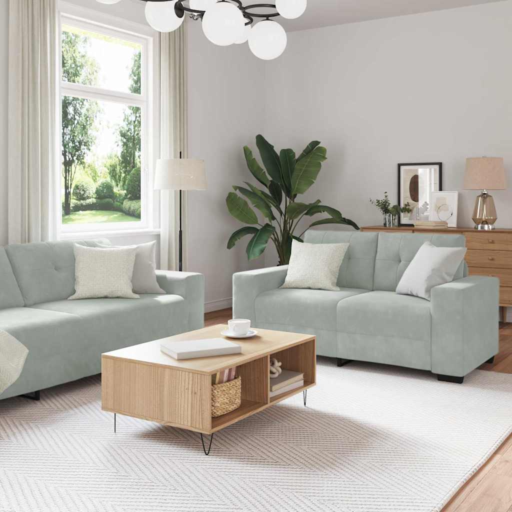 Bankstel 3 pcs Lichtgrijs 221 x 80 x 80 cm Fluweel is nu te koop bij PeponiXL, paradijselijk wonen!