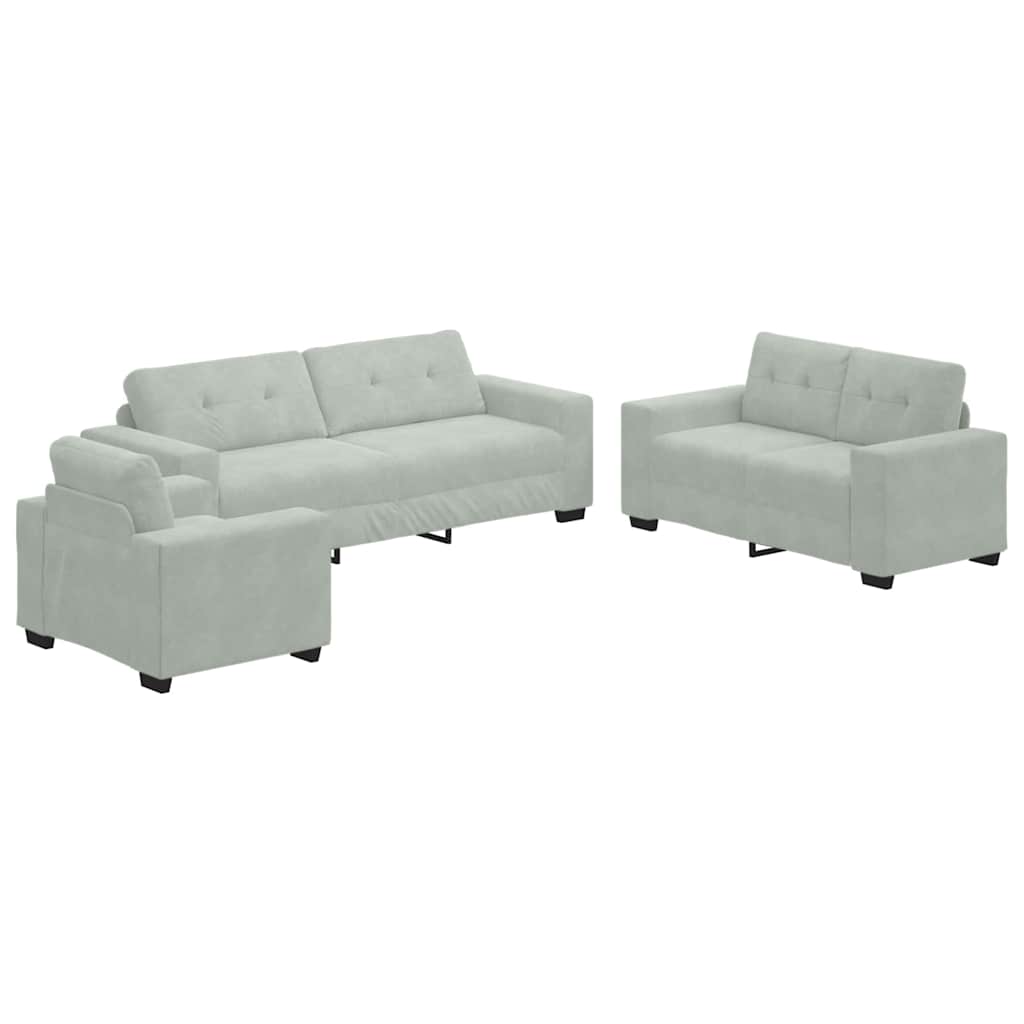 Bankstel 3 pcs Lichtgrijs 221 x 80 x 80 cm Fluweel is nu te koop bij PeponiXL, paradijselijk wonen!