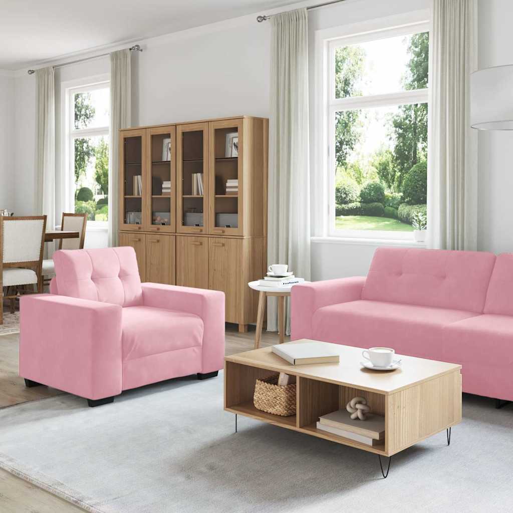 Bankstel 3 pcs Roze 221 x 80 x 80 cm Fluweel is nu te koop bij PeponiXL, paradijselijk wonen!
