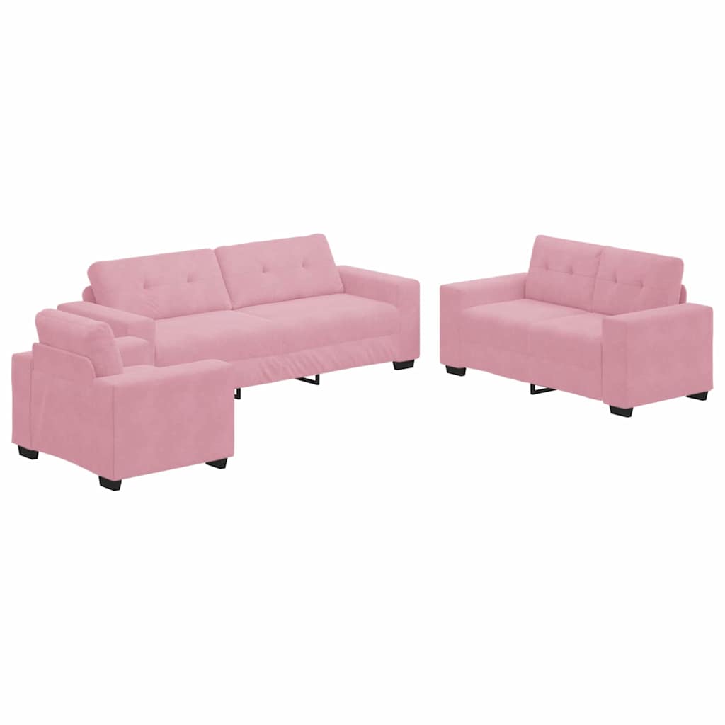 Bankstel 3 pcs Roze 221 x 80 x 80 cm Fluweel is nu te koop bij PeponiXL, paradijselijk wonen!