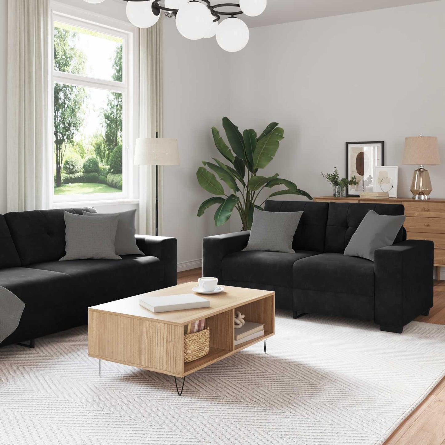 Bankstel 3 pcs Zwart 221 x 80 x 80 cm Fluweel is nu te koop bij PeponiXL, paradijselijk wonen!