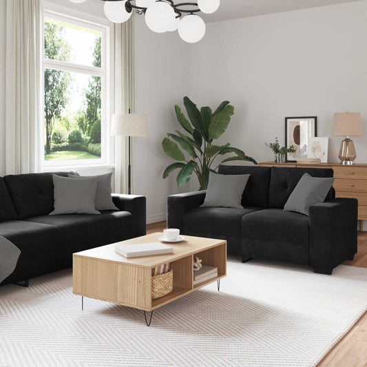 Bankstel 3 pcs Zwart 221 x 80 x 80 cm Fluweel is nu te koop bij PeponiXL, paradijselijk wonen!