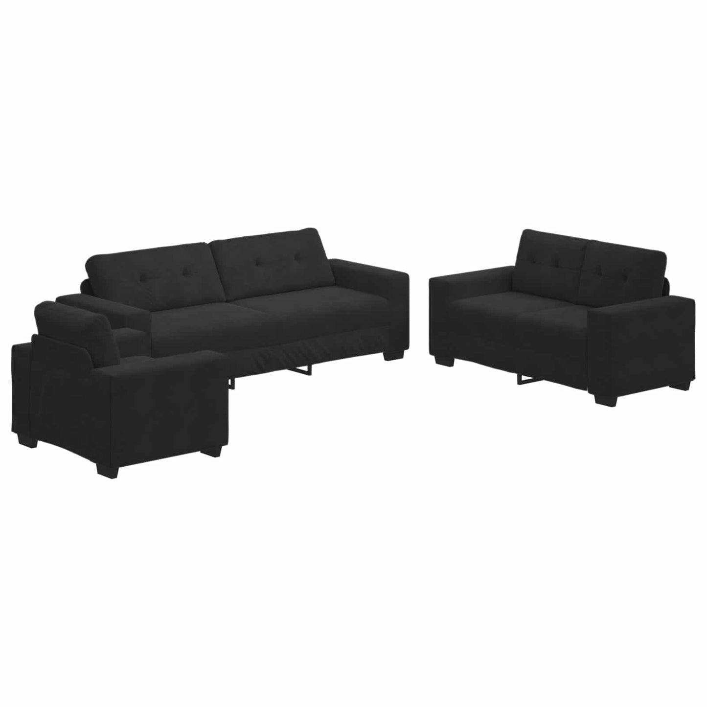 Bankstel 3 pcs Zwart 221 x 80 x 80 cm Fluweel is nu te koop bij PeponiXL, paradijselijk wonen!