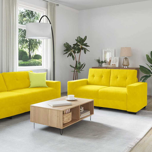 Bankstel 3 pcs Geel 221 x 80 x 80 cm Fluweel is nu te koop bij PeponiXL, paradijselijk wonen!