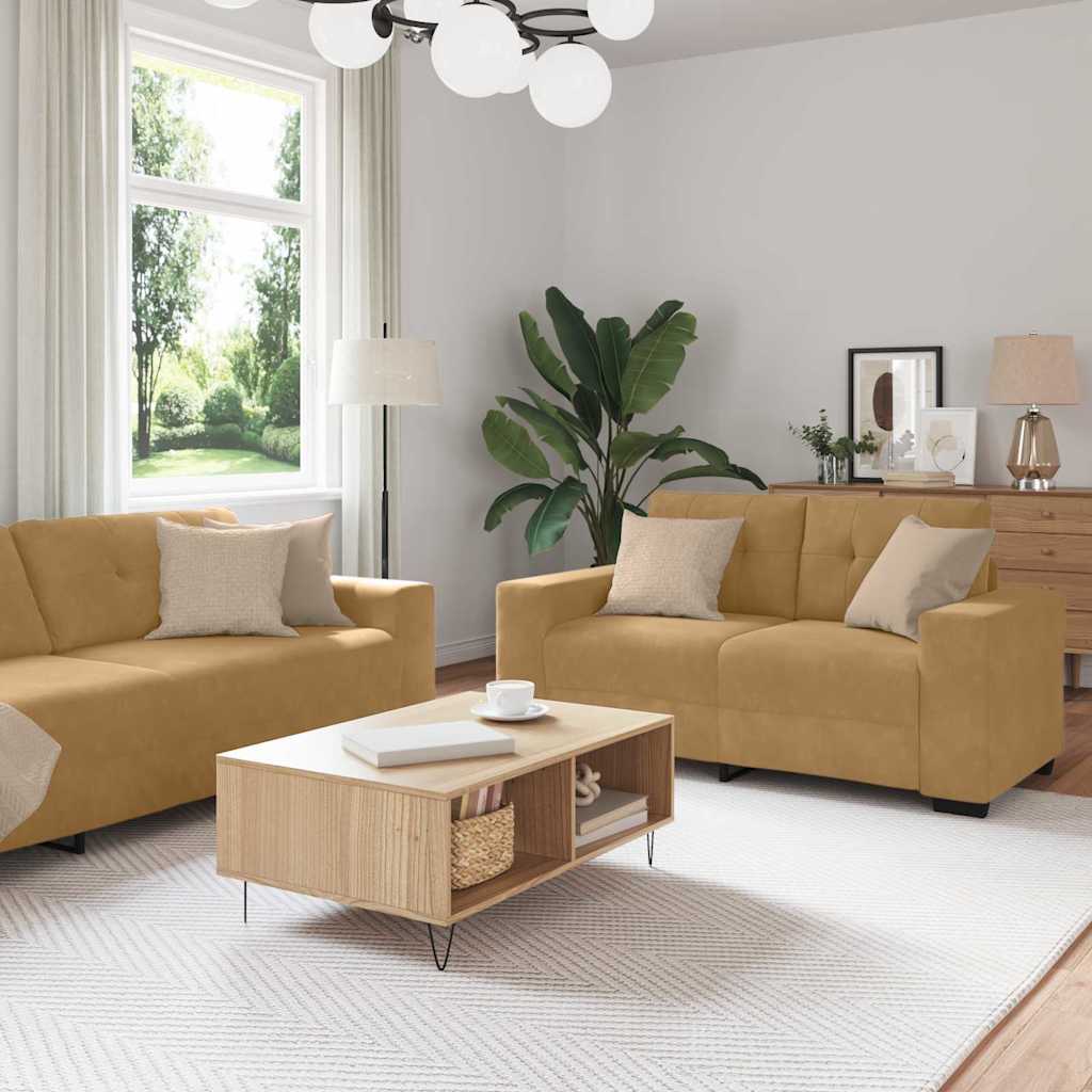 Bankstel 3 pcs Bruin 221 x 80 x 80 cm Fluweel is nu te koop bij PeponiXL, paradijselijk wonen!
