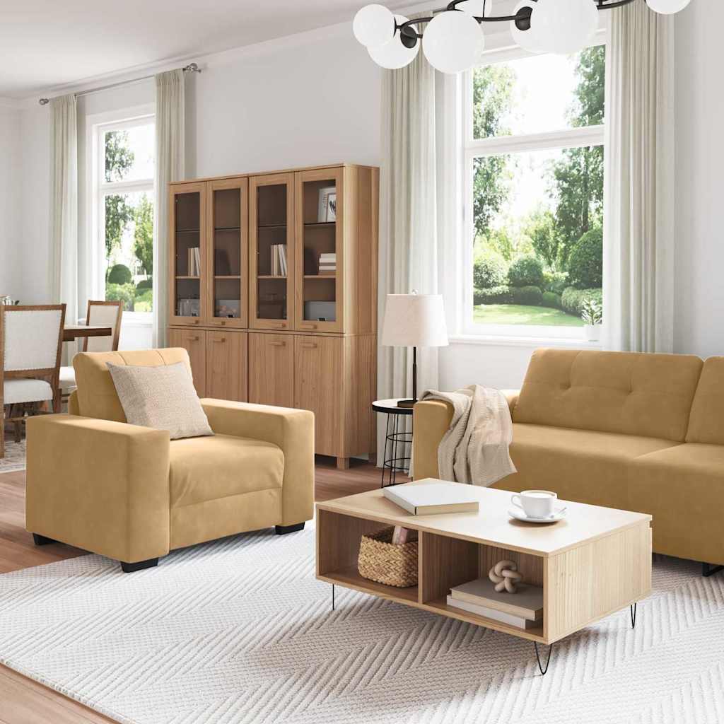 Bankstel 3 pcs Bruin 221 x 80 x 80 cm Fluweel is nu te koop bij PeponiXL, paradijselijk wonen!