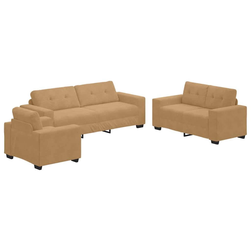 Bankstel 3 pcs Bruin 221 x 80 x 80 cm Fluweel is nu te koop bij PeponiXL, paradijselijk wonen!