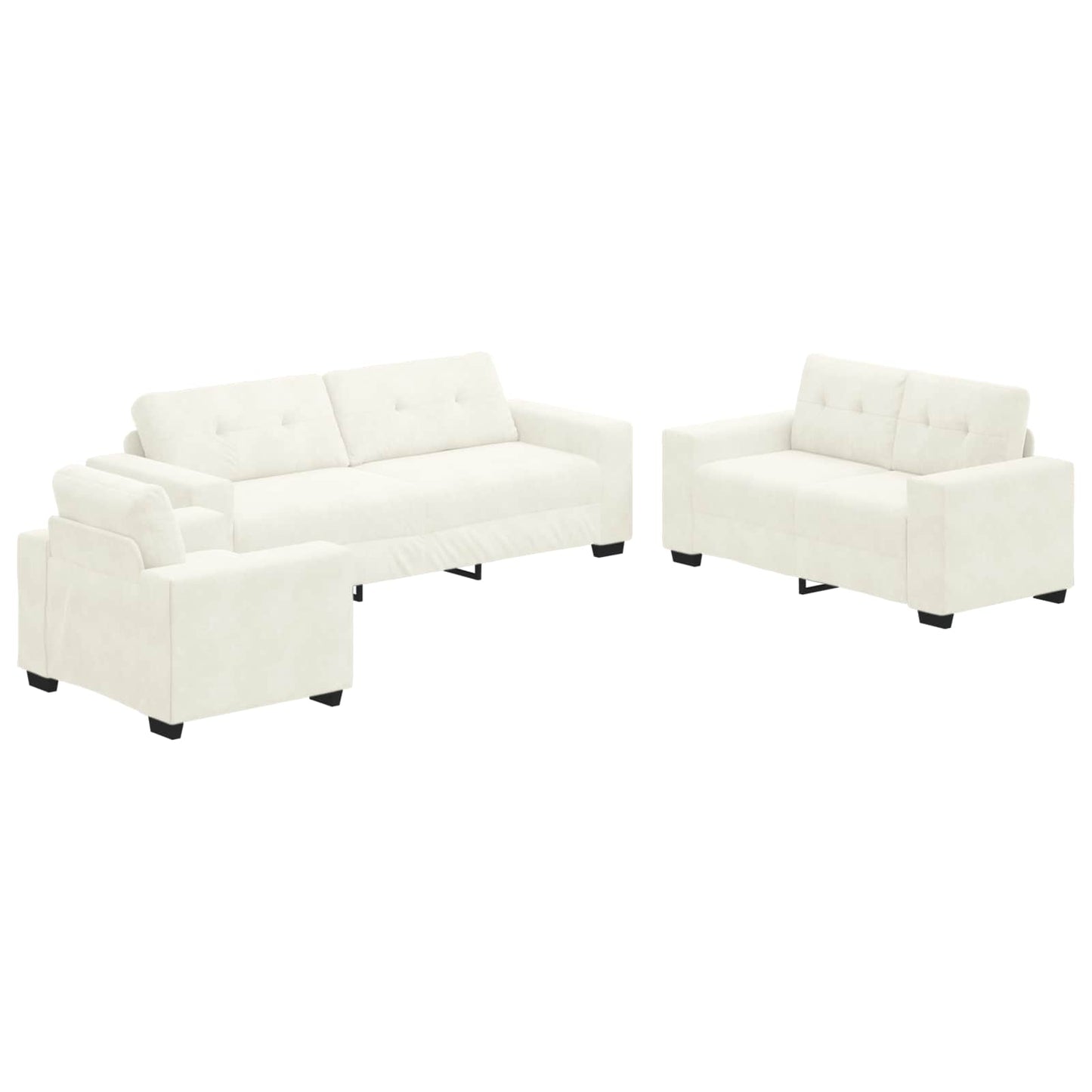 Bankstel 3 pcs Crème 221 x 80 x 80 cm Fluweel