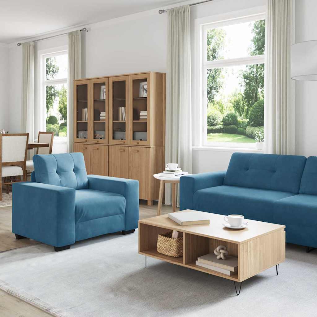 Bankstel 3 pcs Blauw 221 x 80 x 80 cm Fluweel is nu te koop bij PeponiXL, paradijselijk wonen!