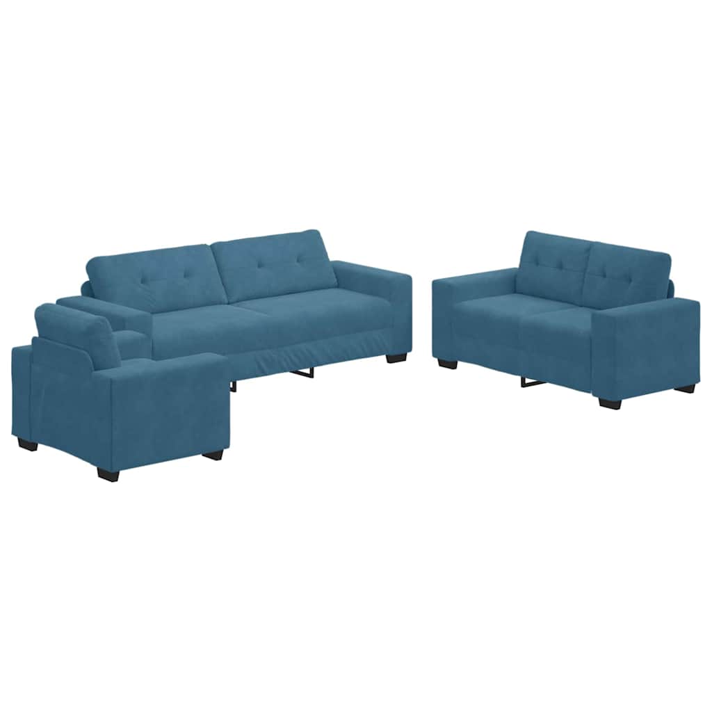 Bankstel 3 pcs Blauw 221 x 80 x 80 cm Fluweel is nu te koop bij PeponiXL, paradijselijk wonen!