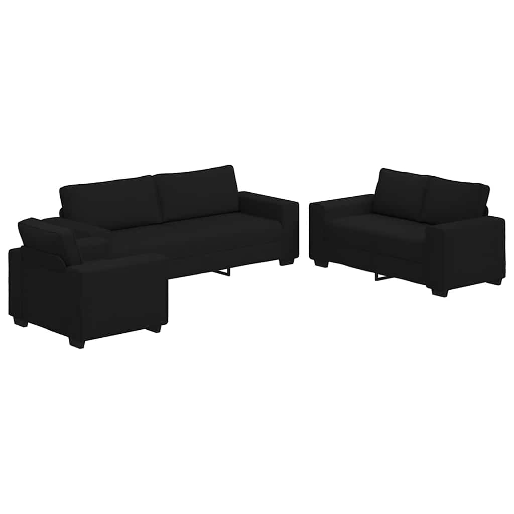 3-delige loungeset met kussens stof zwart is nu te koop bij PeponiXL, paradijselijk wonen!
