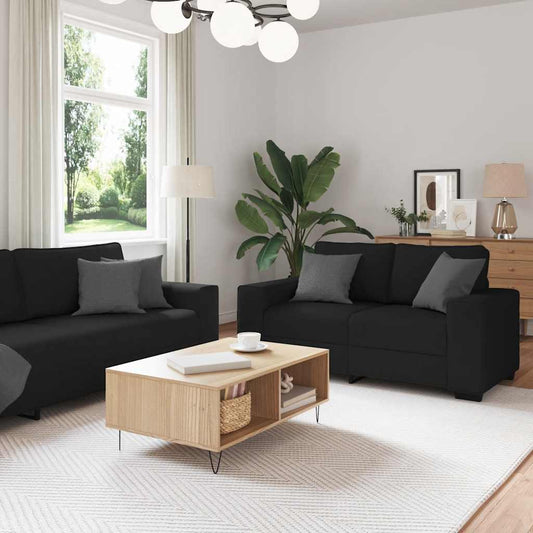 3-delige loungeset met kussens stof zwart is nu te koop bij PeponiXL, paradijselijk wonen!