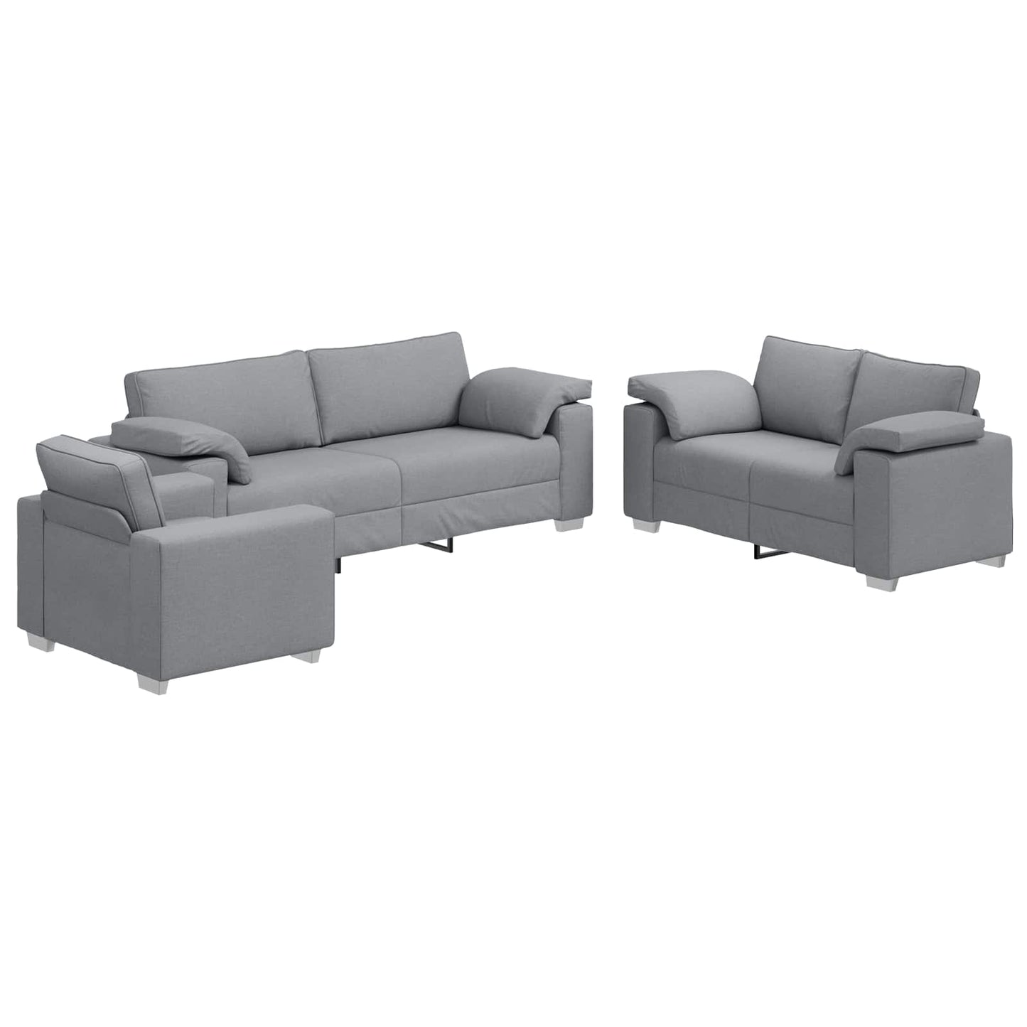 Bank 3 pcs Lichtgrijs 219 x 80 x 82 cm Linnen-mix stof is nu te koop bij PeponiXL, paradijselijk wonen!