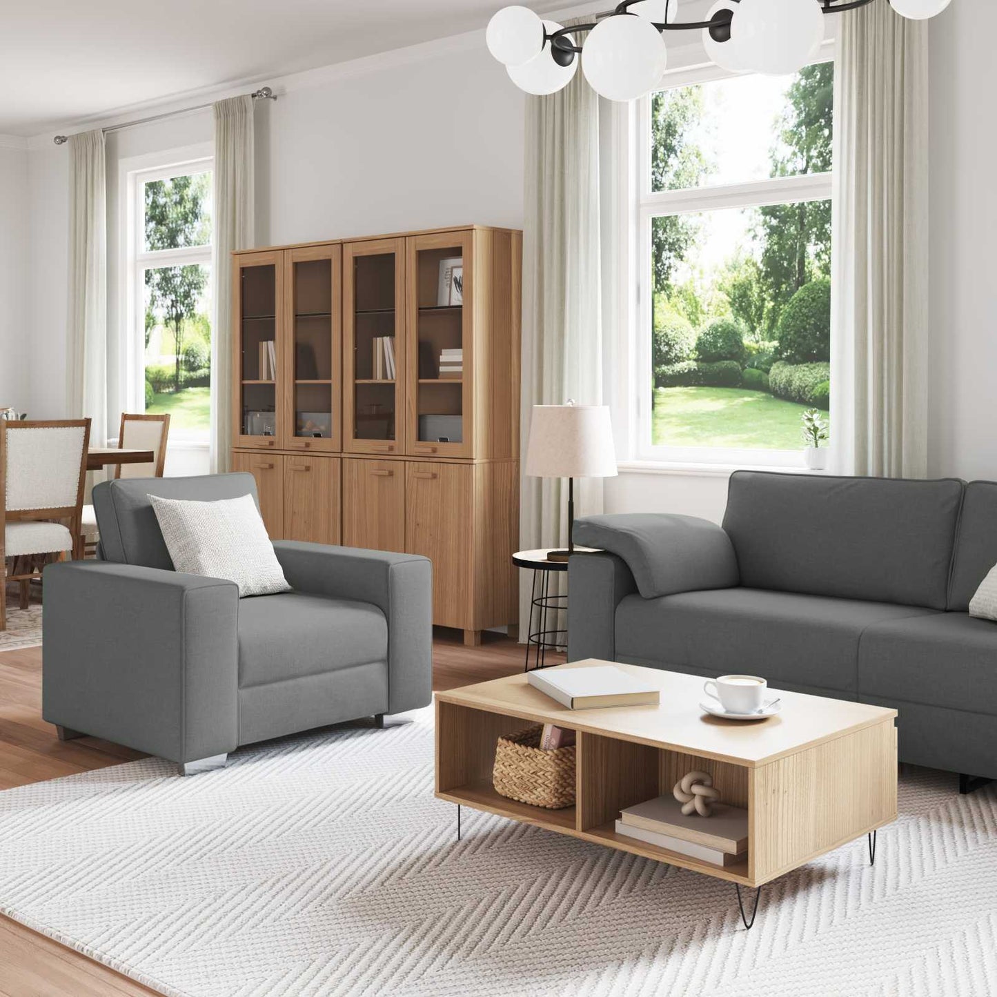 Bank 3 pcs Donkergrijs 219 x 80 x 82 cm Linnen-mix stof is nu te koop bij PeponiXL, paradijselijk wonen!