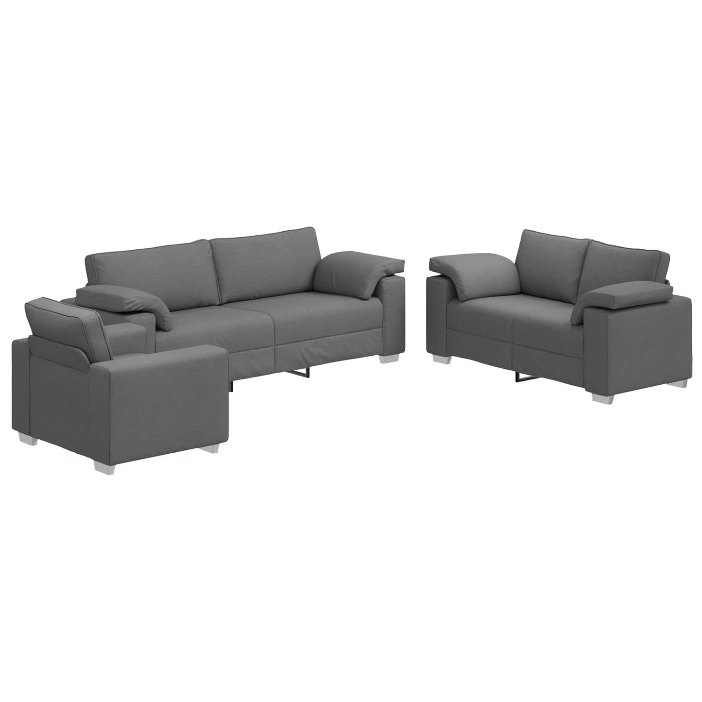 Bank 3 pcs Donkergrijs 219 x 80 x 82 cm Linnen-mix stof is nu te koop bij PeponiXL, paradijselijk wonen!