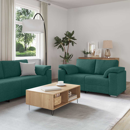 Bank 3 pcs Donkergroen 219 x 80 x 82 cm Linnen-mix stof is nu te koop bij PeponiXL, paradijselijk wonen!