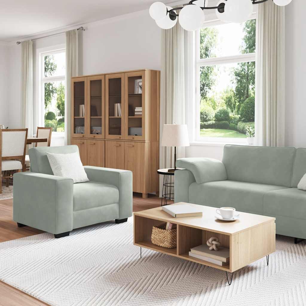 3-delige Loungeset met kussens fluweel lichtgrijs is nu te koop bij PeponiXL, paradijselijk wonen!