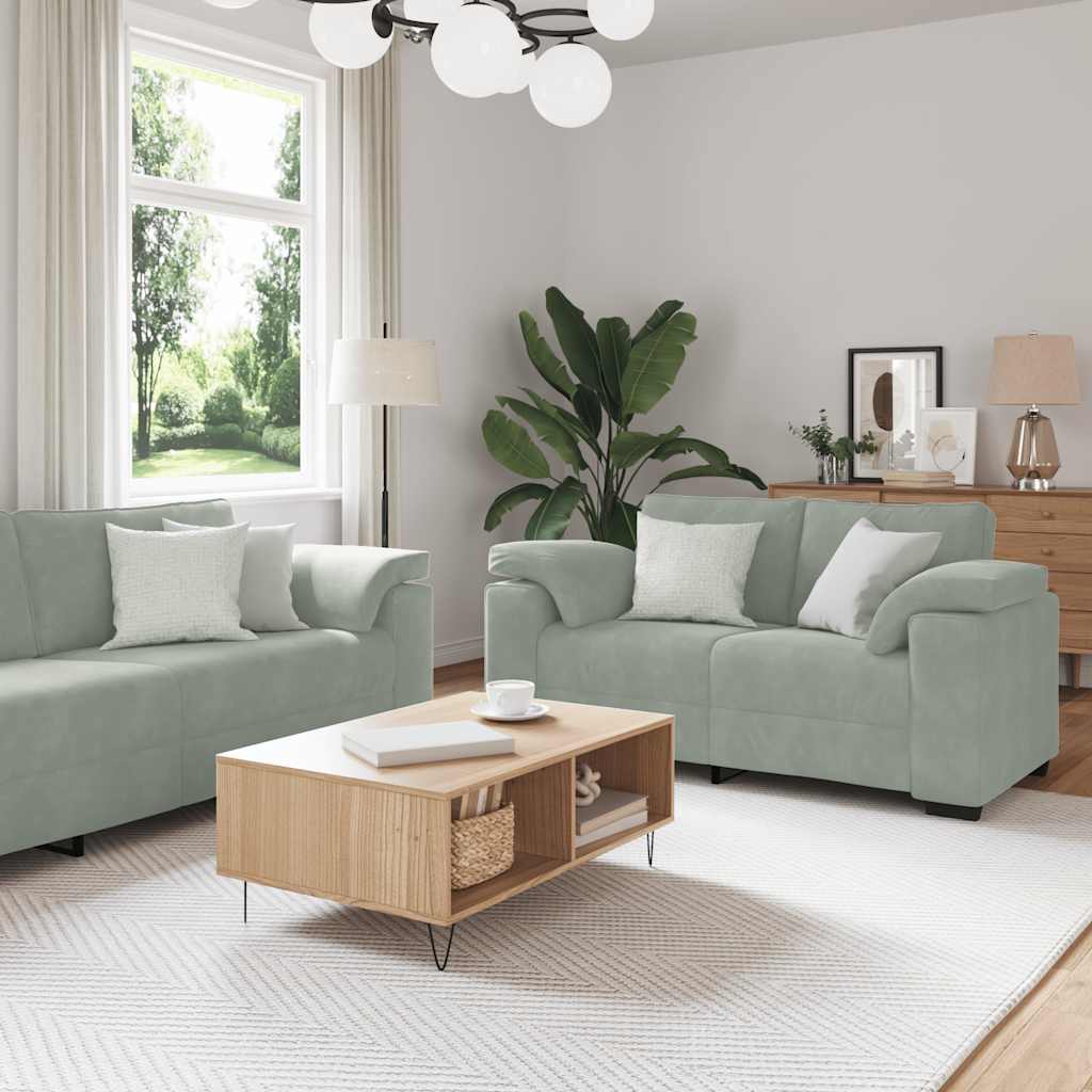 3-delige Loungeset met kussens fluweel lichtgrijs is nu te koop bij PeponiXL, paradijselijk wonen!