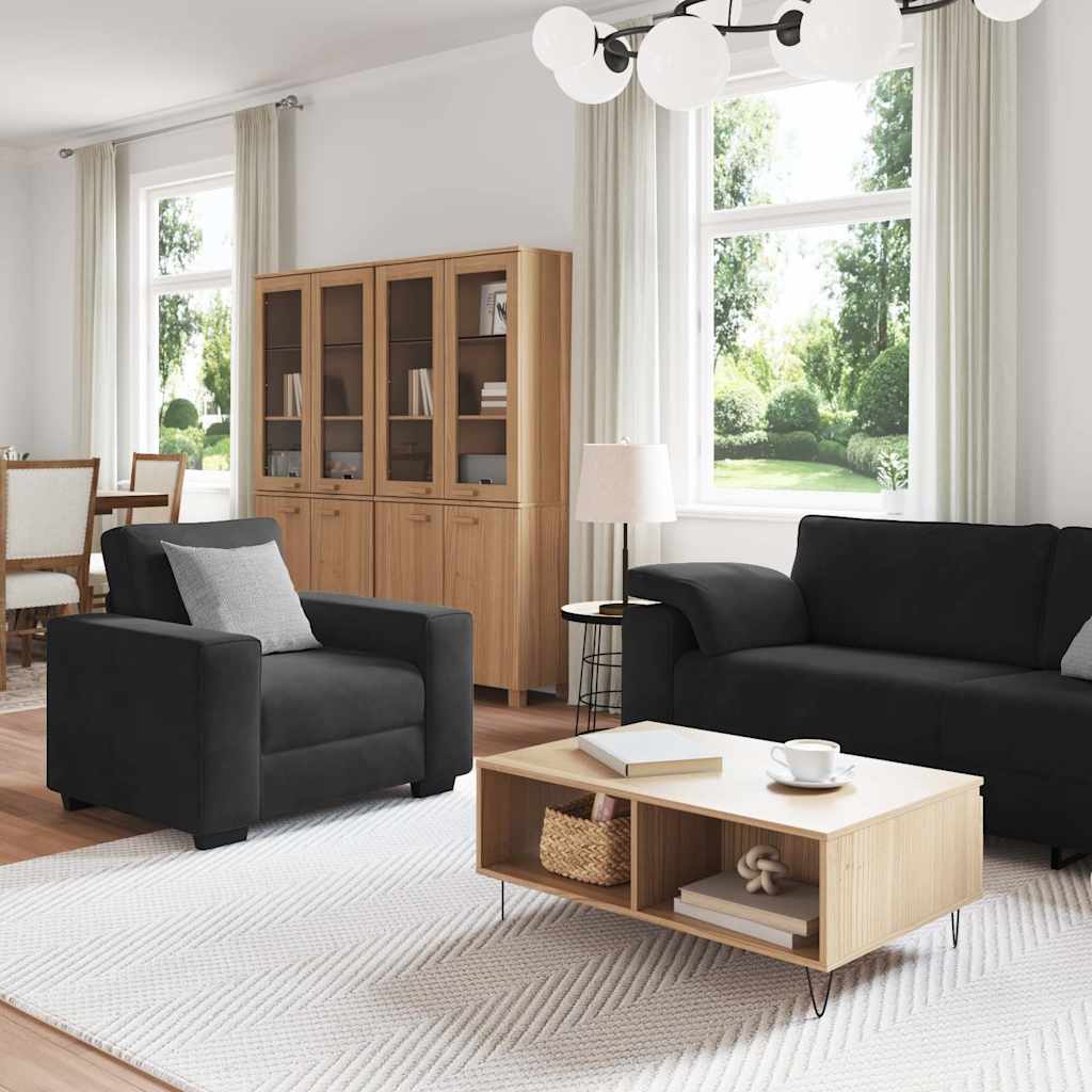 3-delige Loungeset met kussens fluweel zwart is nu te koop bij PeponiXL, paradijselijk wonen!