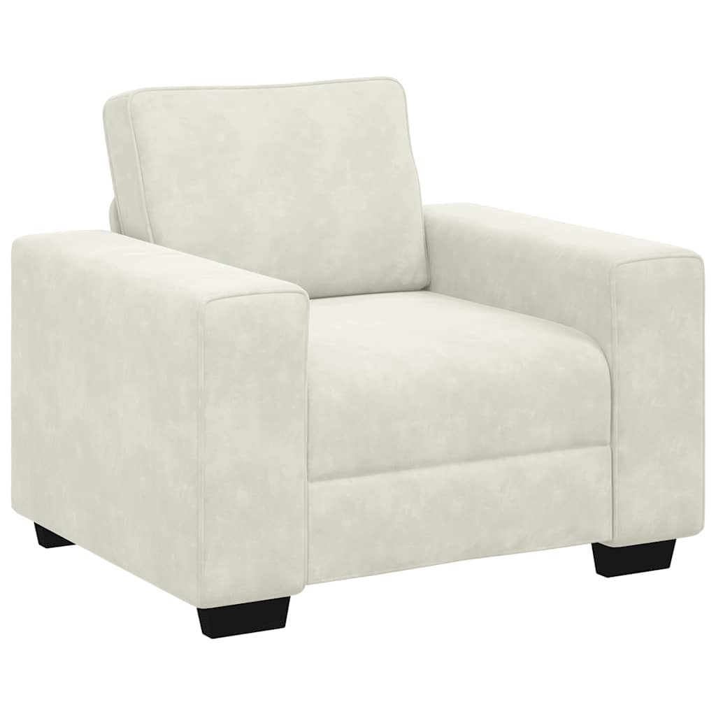 3-delige Loungeset met kussens fluweel crèmekleurig