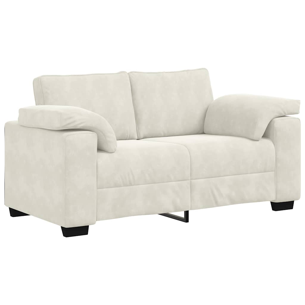 3-delige Loungeset met kussens fluweel crèmekleurig