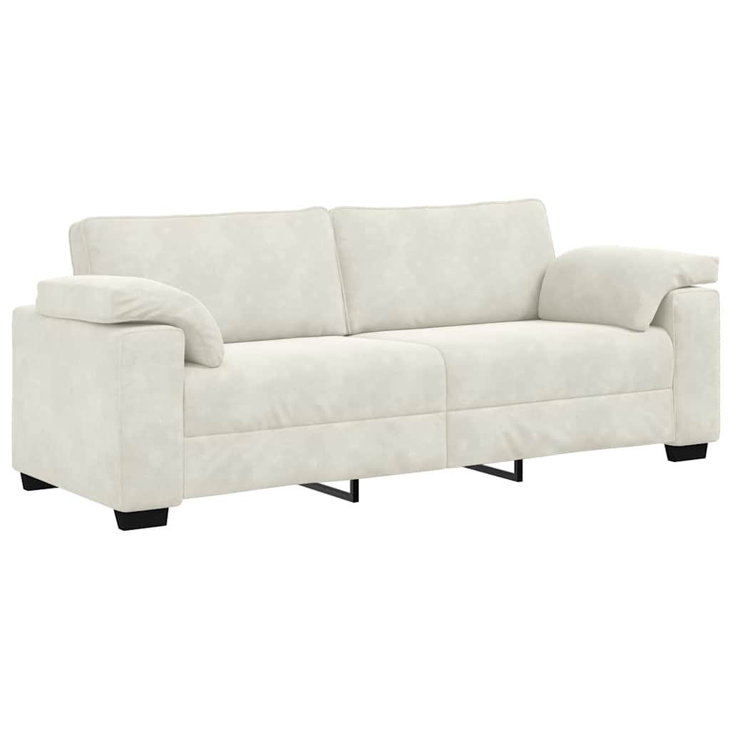 3-delige Loungeset met kussens fluweel crèmekleurig