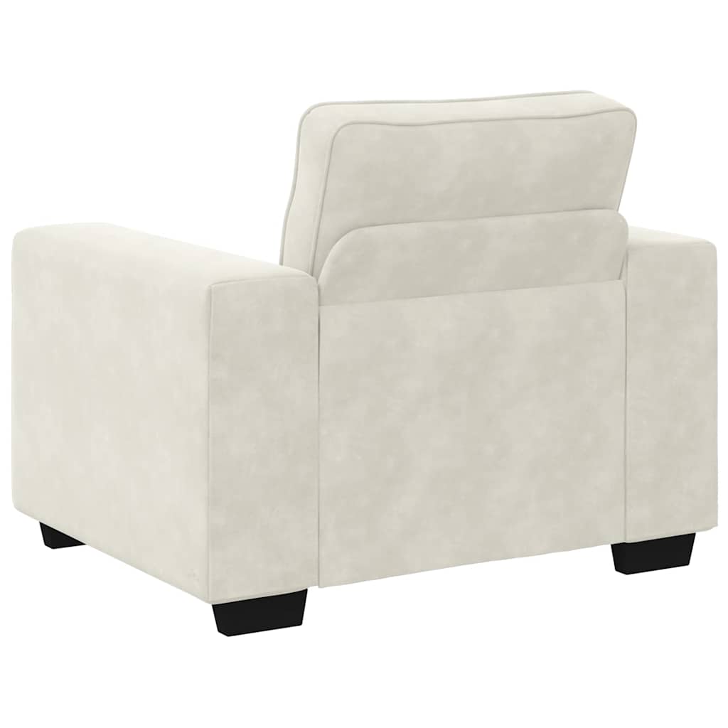 3-delige Loungeset met kussens fluweel crèmekleurig
