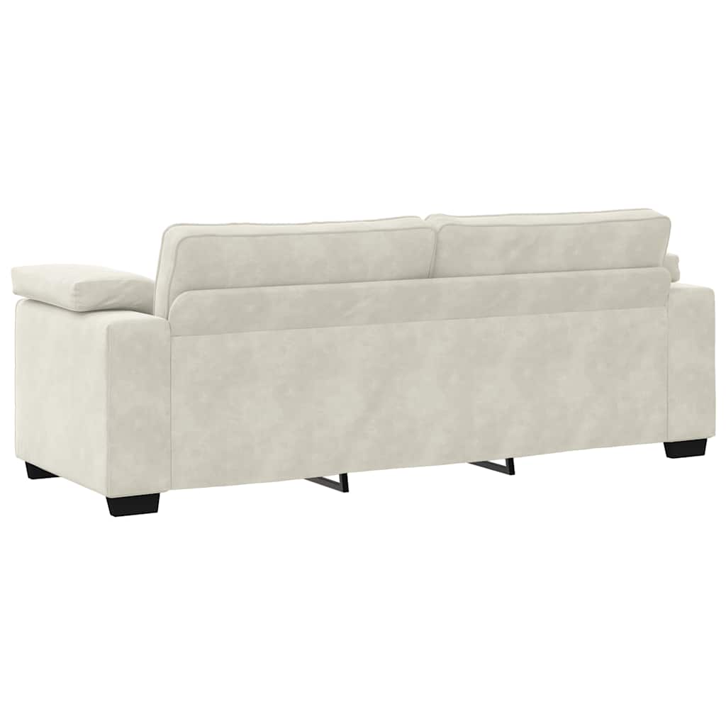 3-delige Loungeset met kussens fluweel crèmekleurig