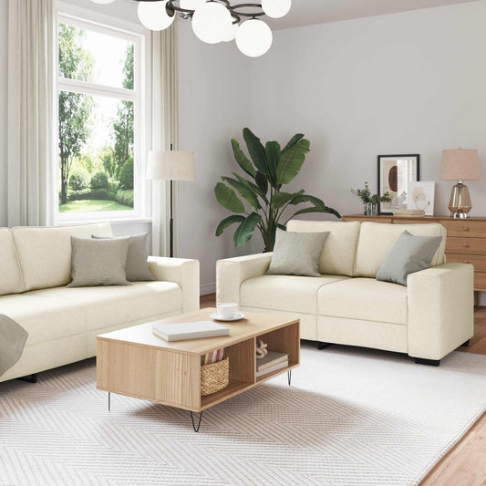 Bank 2 pcs Beige 221 x 80 x 82 cm Linnen-mix stof is nu te koop bij PeponiXL, paradijselijk wonen!