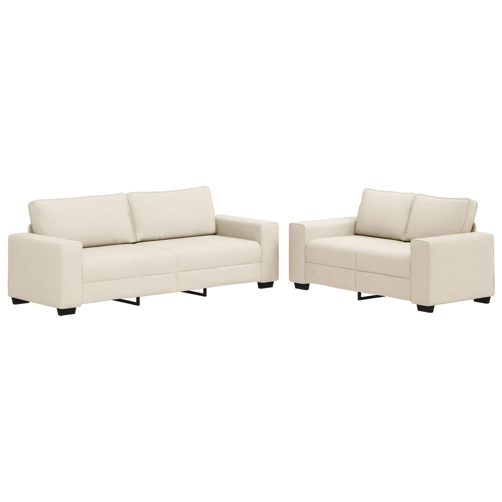 Bank 2 pcs Beige 221 x 80 x 82 cm Linnen-mix stof is nu te koop bij PeponiXL, paradijselijk wonen!